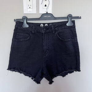 REWASH Black Distressed Jean Shorts Size 7 / 28 Cut-Off Stretch Vintage Boho